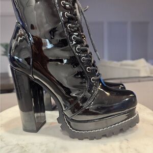Black Patent Leather Women's Boots